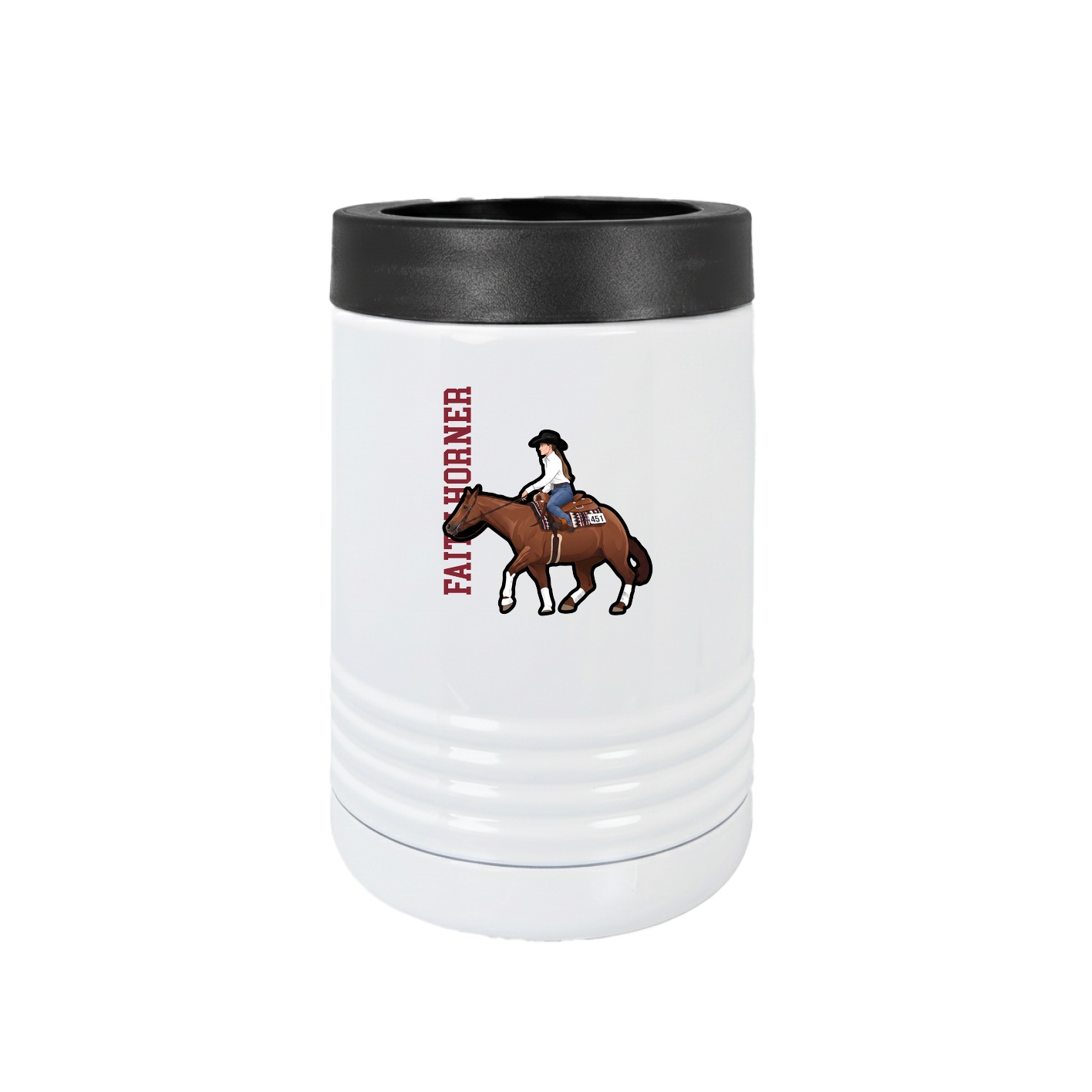 Beverage Holder — Name Vertical in White