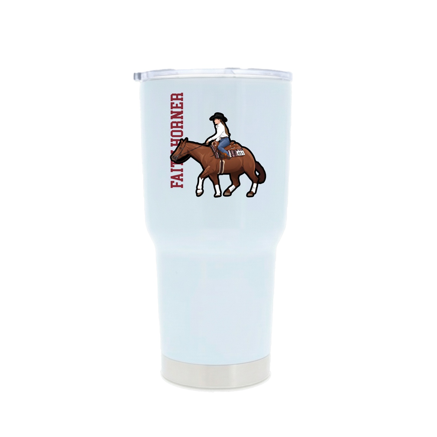30oz Stainless Steel Tumbler — Name Vertical in White