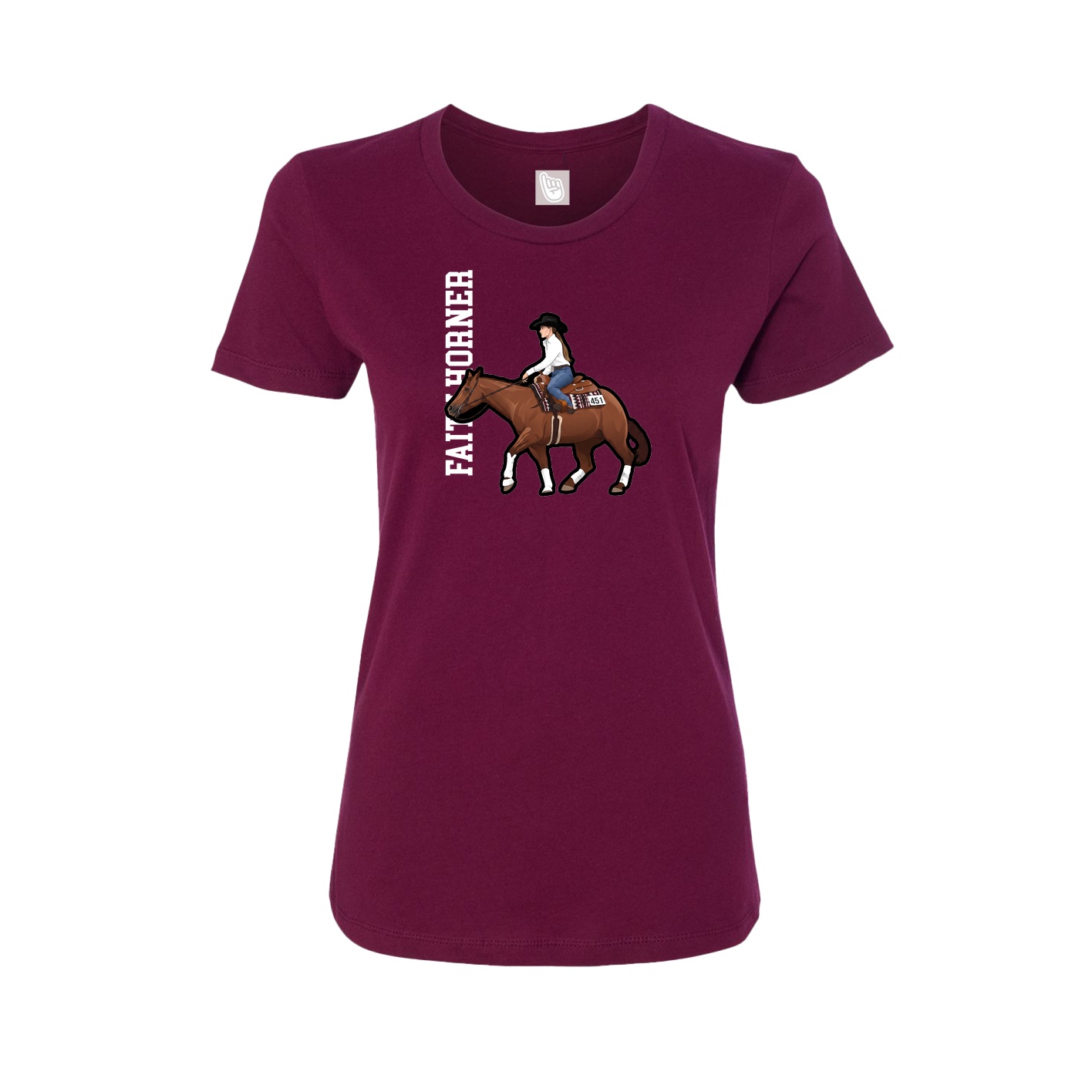 Fitted Women's Tee — Name Vertical in Maroon