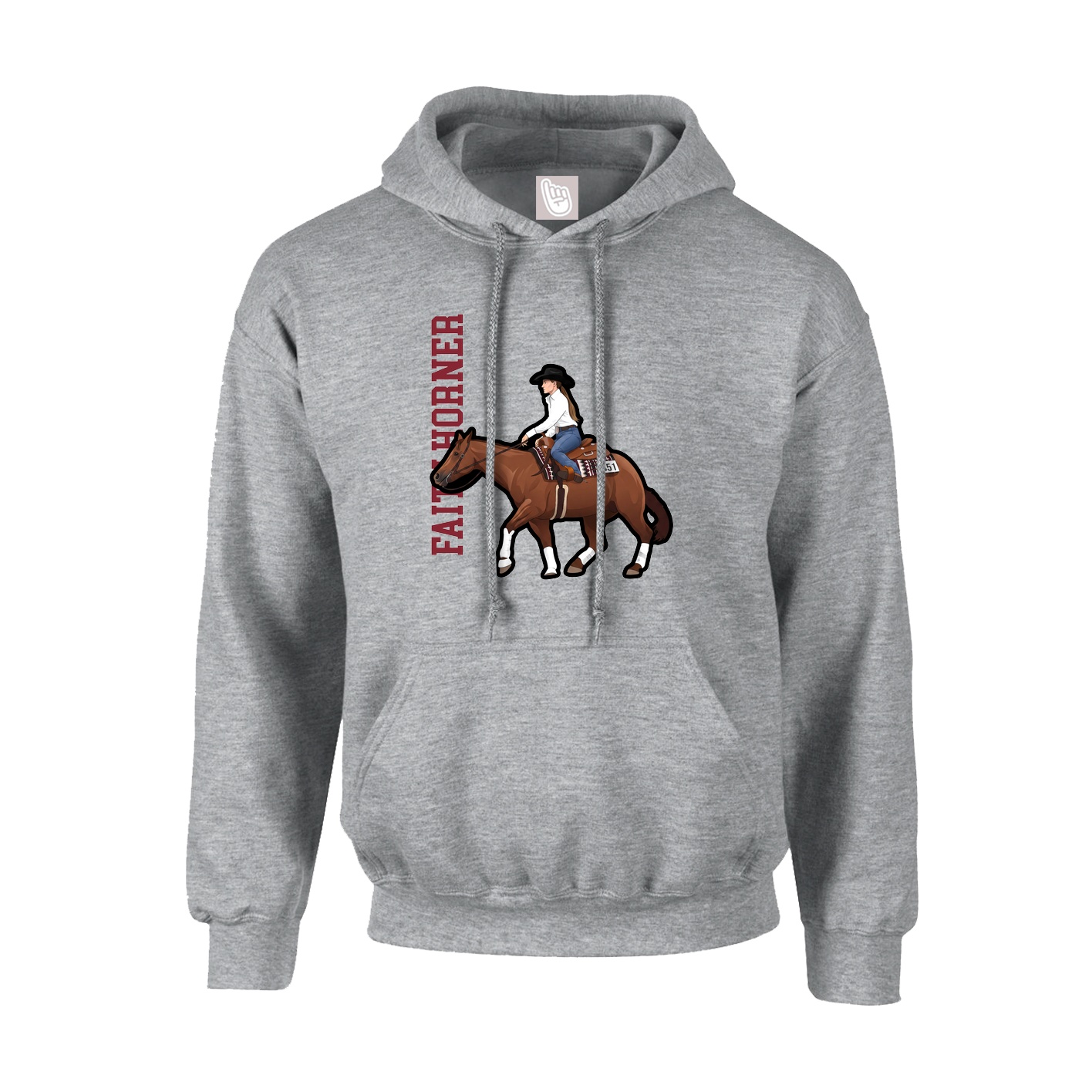 Hoodie — Name Vertical in Grey