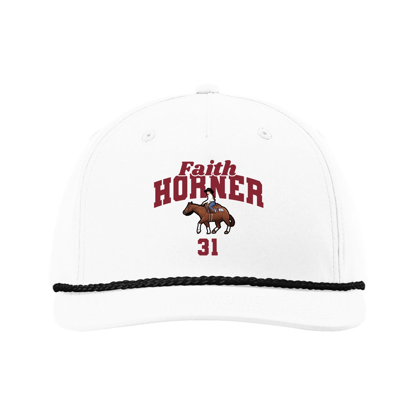 Five-Panel Classic Rope Cap — Signature Arch in White