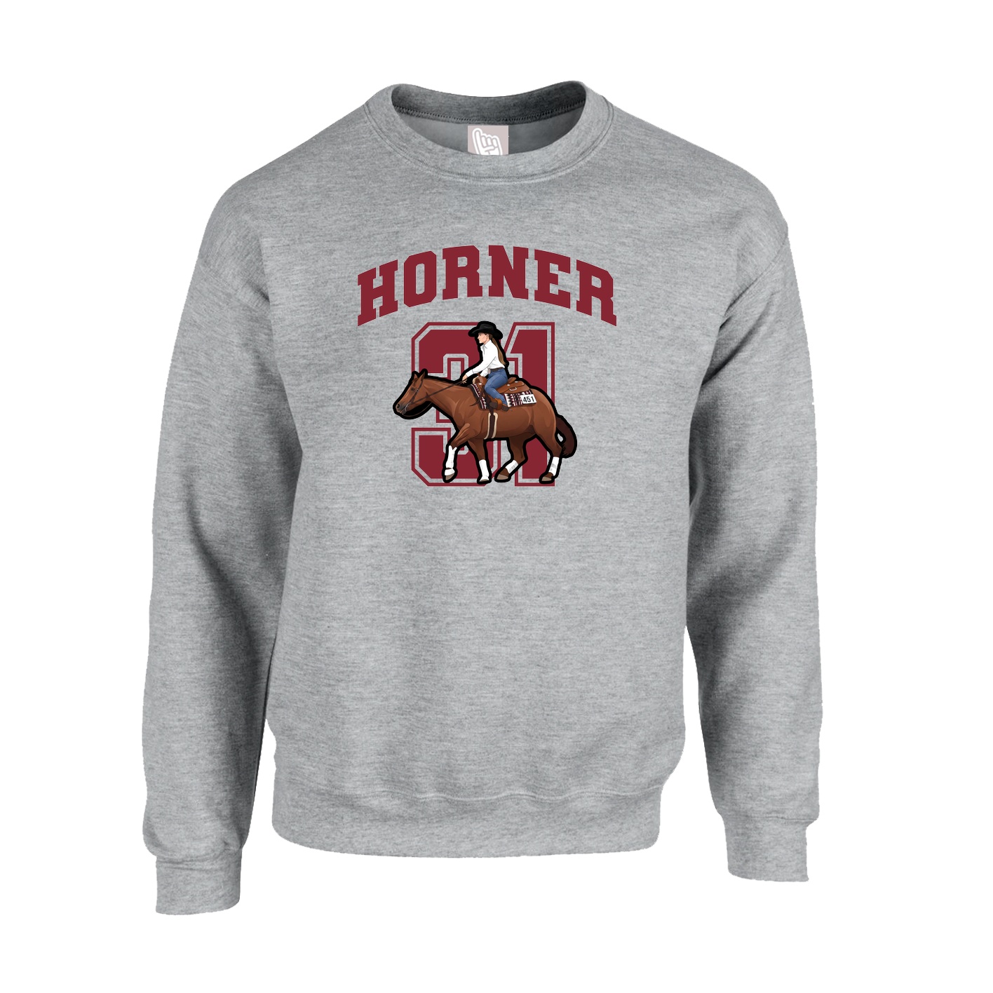 Fleece Crew — Number in Grey