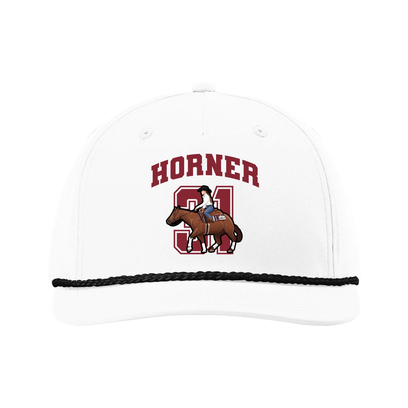 Five-Panel Classic Rope Cap — Number in White
