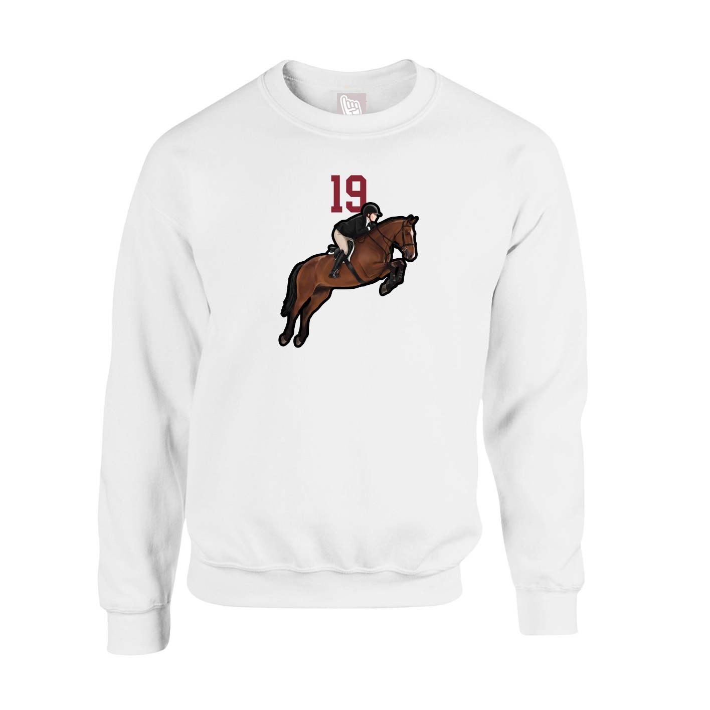 Fleece Crew — Number Top in White