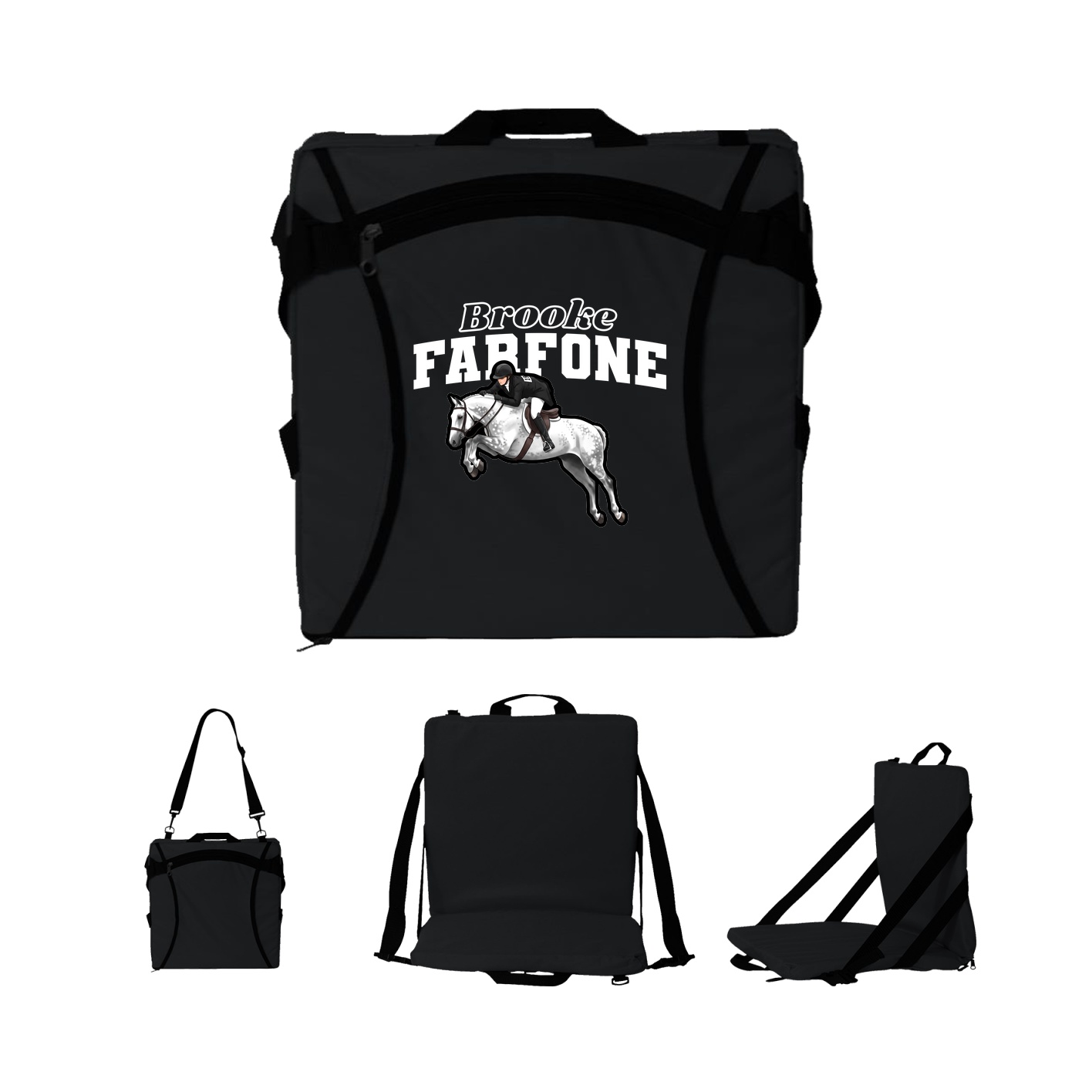 Folding Stadium Seat — Name Arch in Black