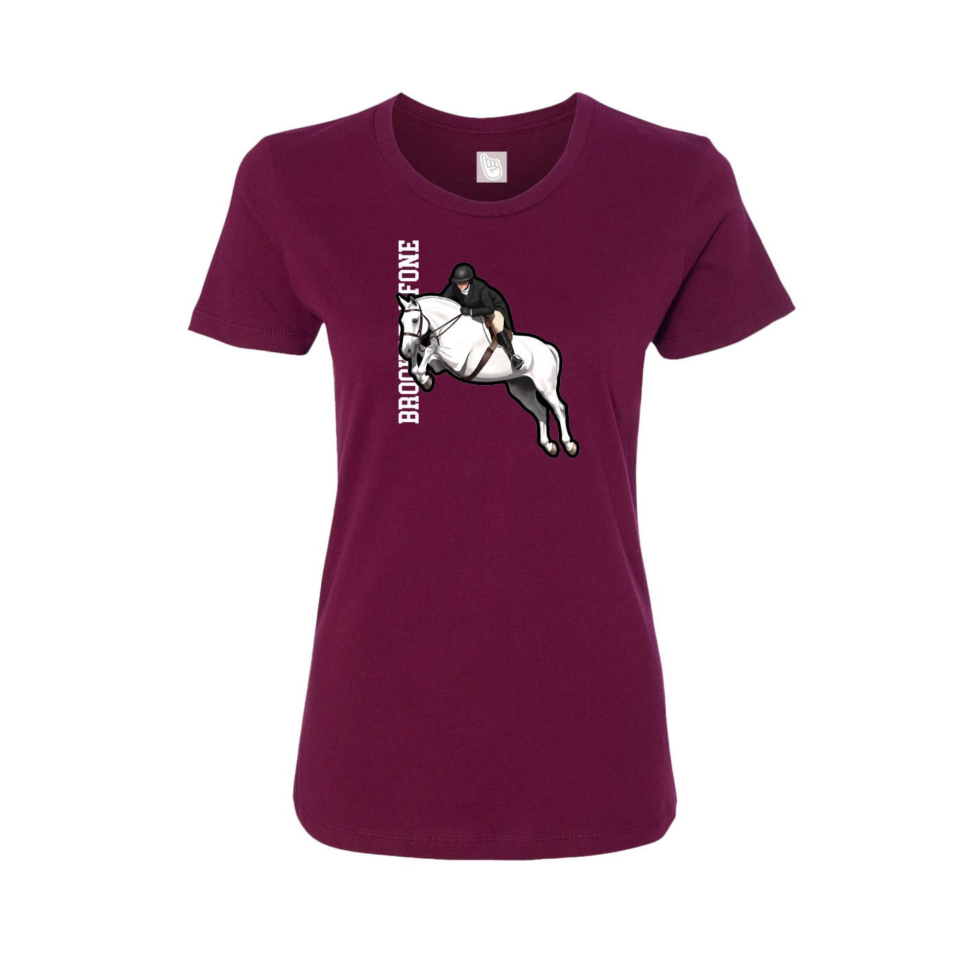 Fitted Women's Tee — Name Vertical in Maroon