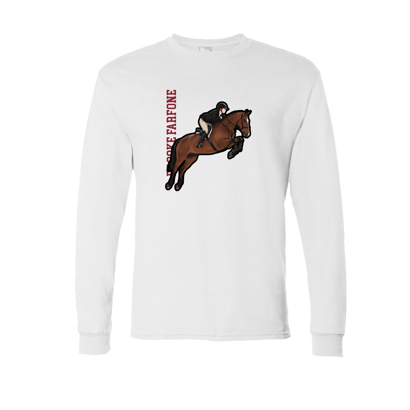 Long Sleeve Tee — Name Vertical in White