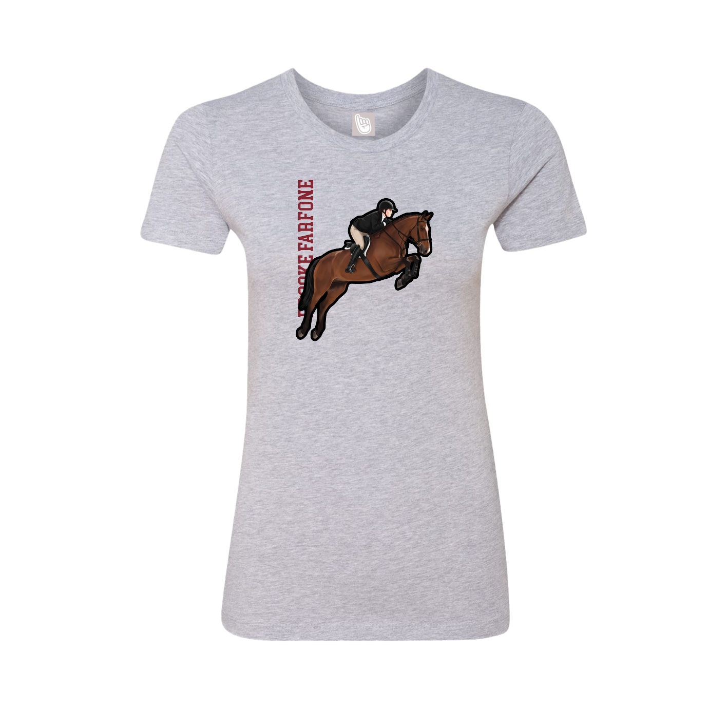 Fitted Women's Tee — Name Vertical in Grey