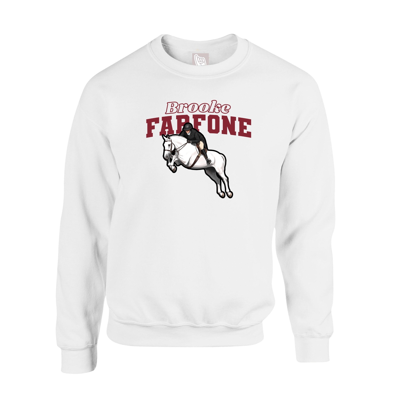 Fleece Crew — Name Arch in White