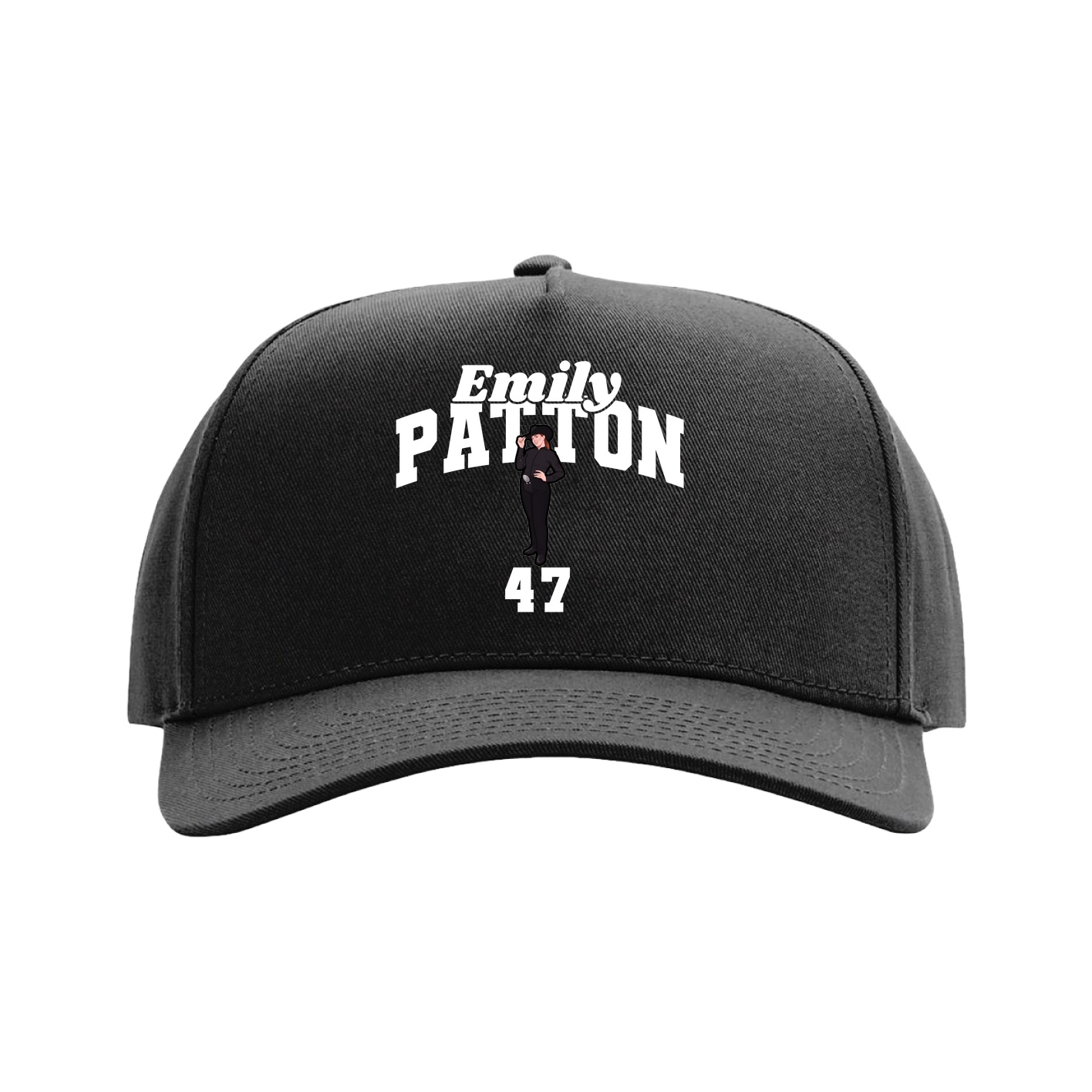 Full Fabric Five-Panel Champ Cap — Signature Arch in Black