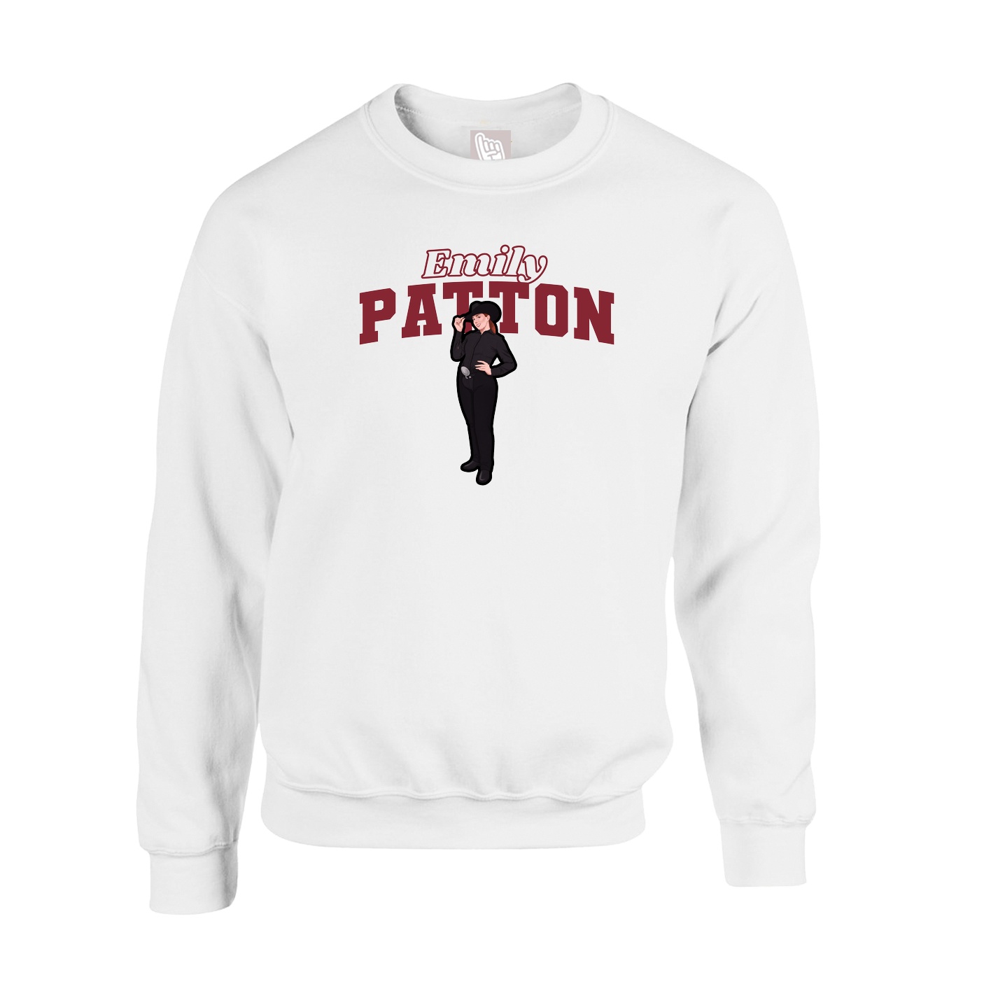 Fleece Crew — Name Arch in White