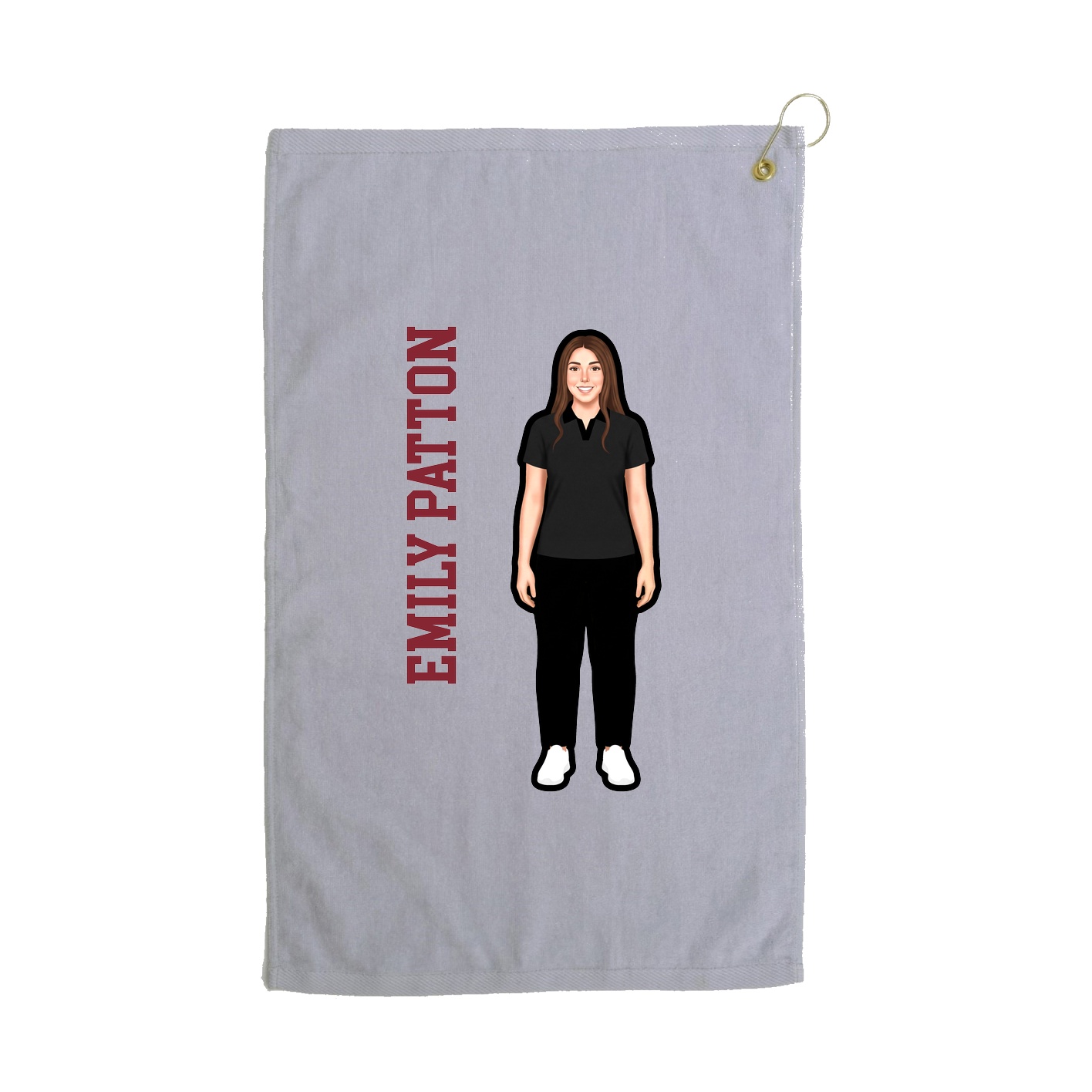 Golf Towel — Name Vertical in Grey