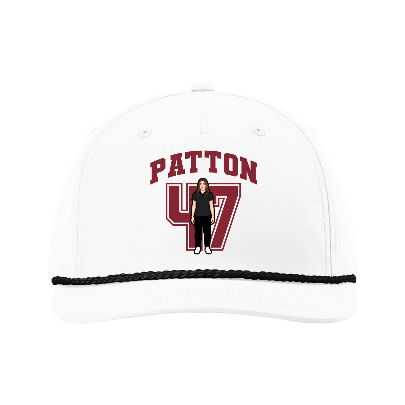 Five-Panel Classic Rope Cap — Number in White