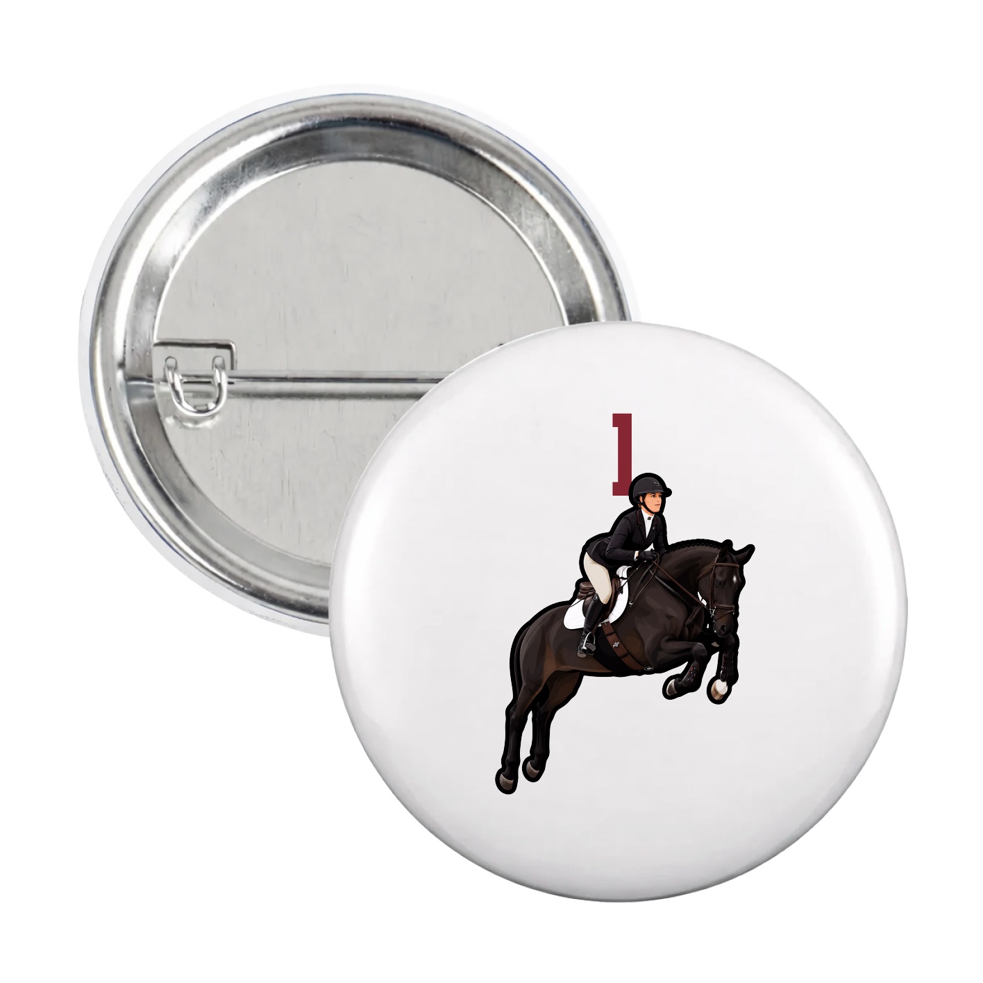 Game Day Button — Number Top in White