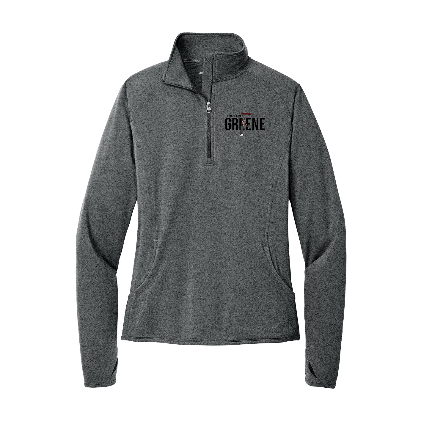 Women's Q-Zip Pullover — Player Name in Grey