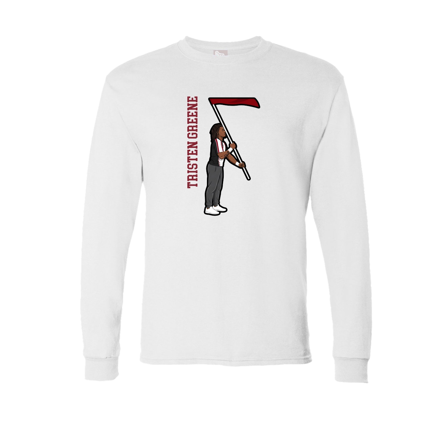 Long Sleeve Tee — Name Vertical in White