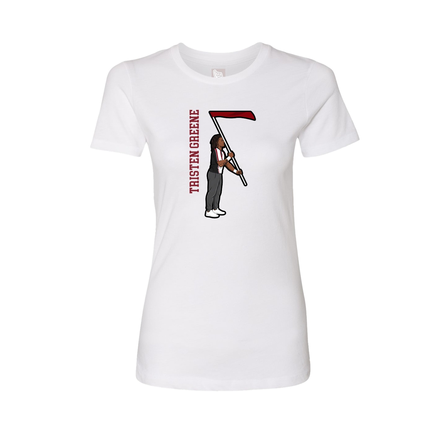 Womens Tee — Name Vertical in White