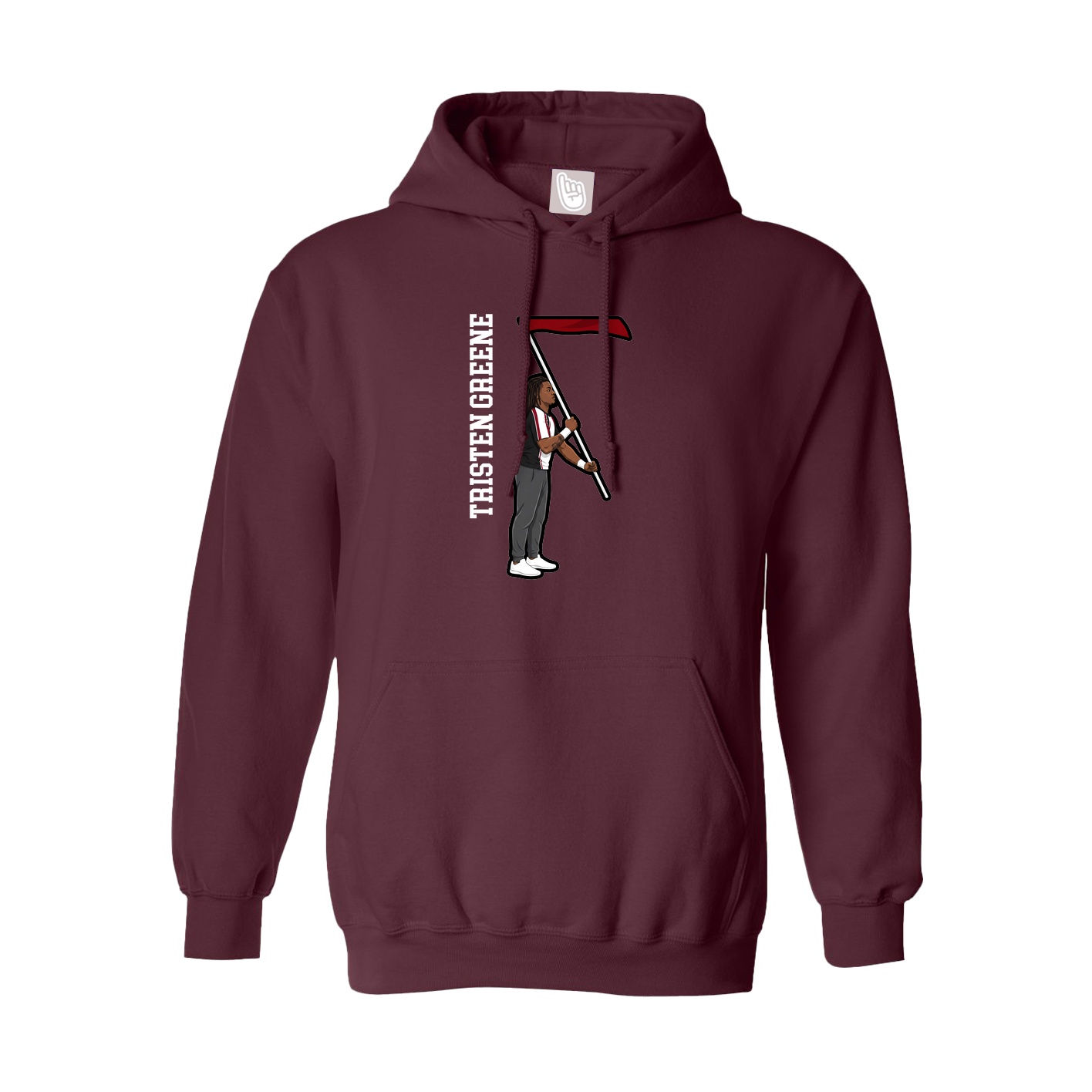 Youth Hoodie — Name Vertical in Maroon
