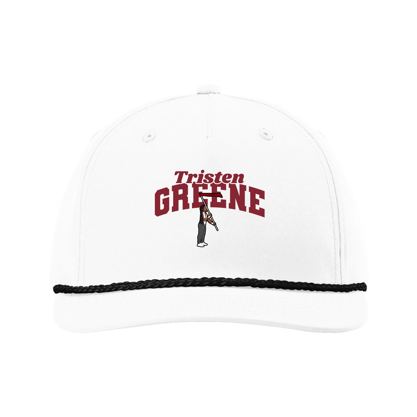 Five-Panel Classic Rope Cap — Signature Arch in White
