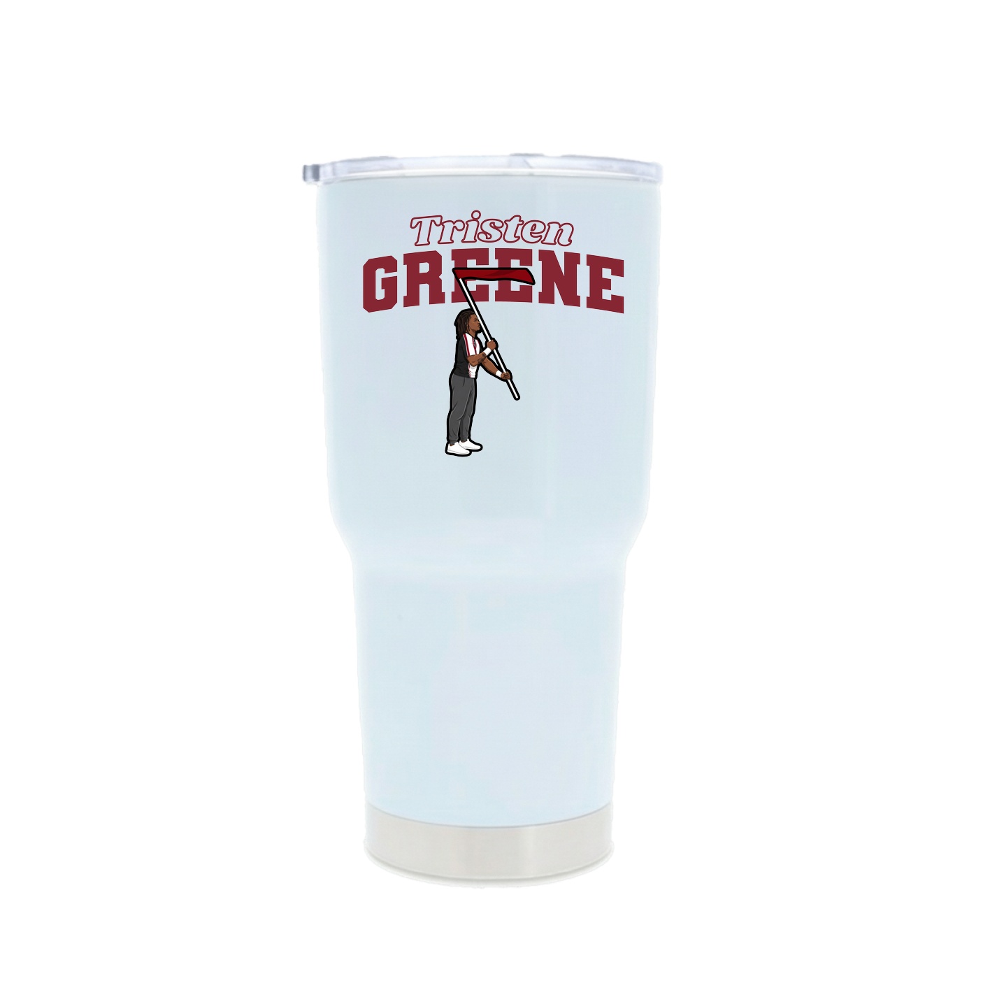 30oz Stainless Steel Tumbler — Name Arch in White