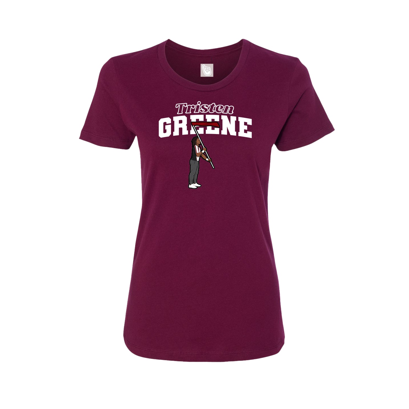 Fitted Women's Tee — Name Arch in Maroon