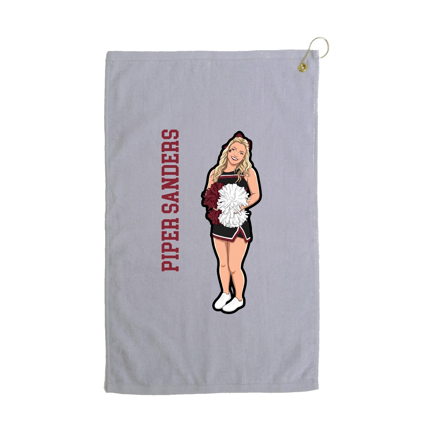 Golf Towel — Name Vertical in Grey