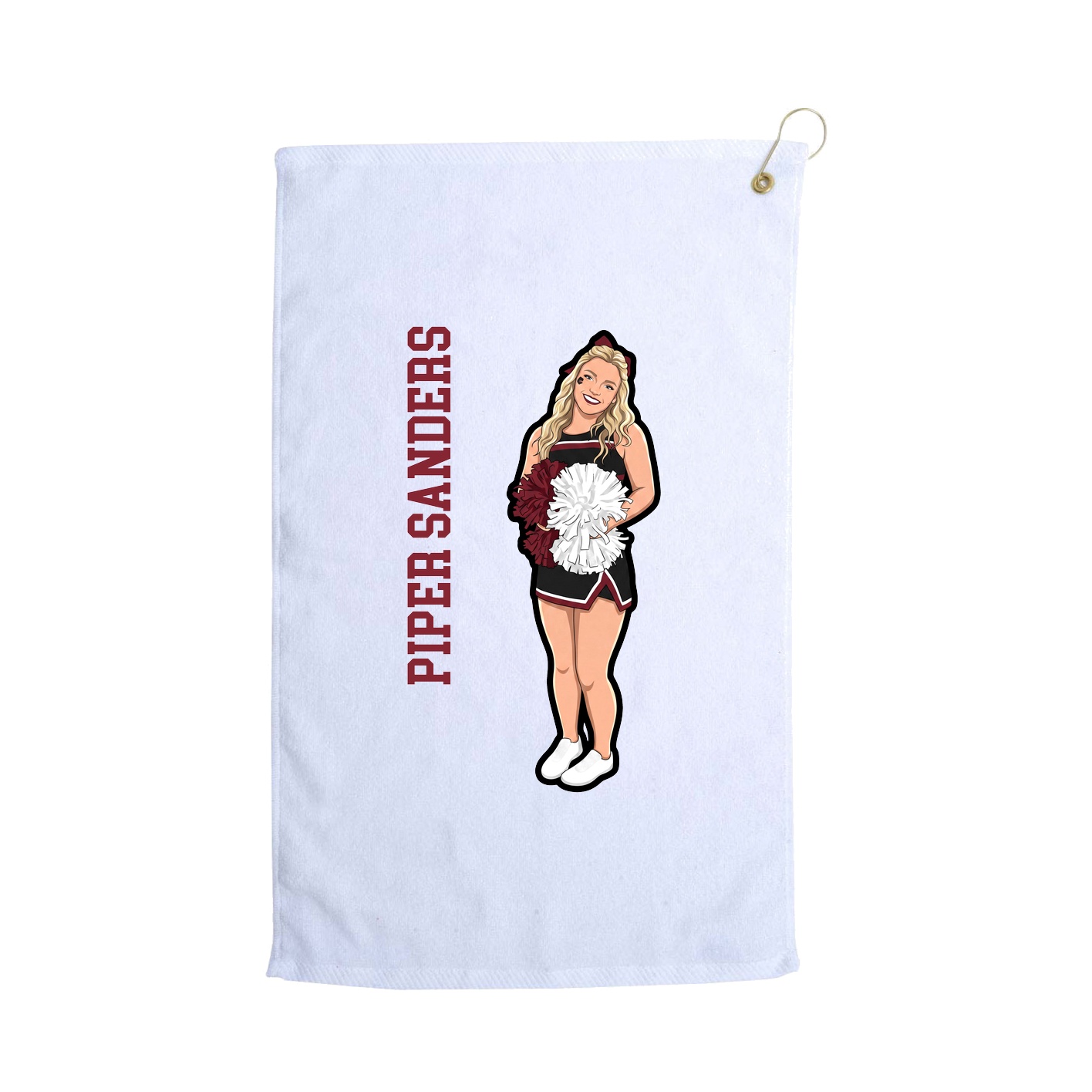 Golf Towel — Name Vertical in White