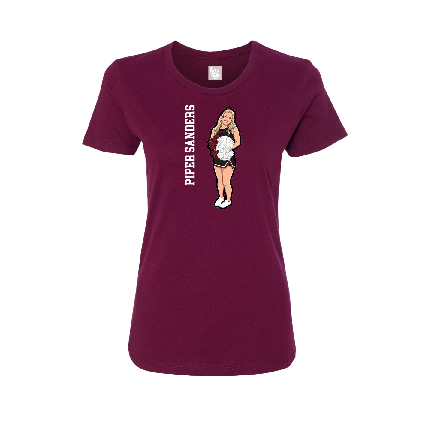 Fitted Women's Tee — Name Vertical in Maroon