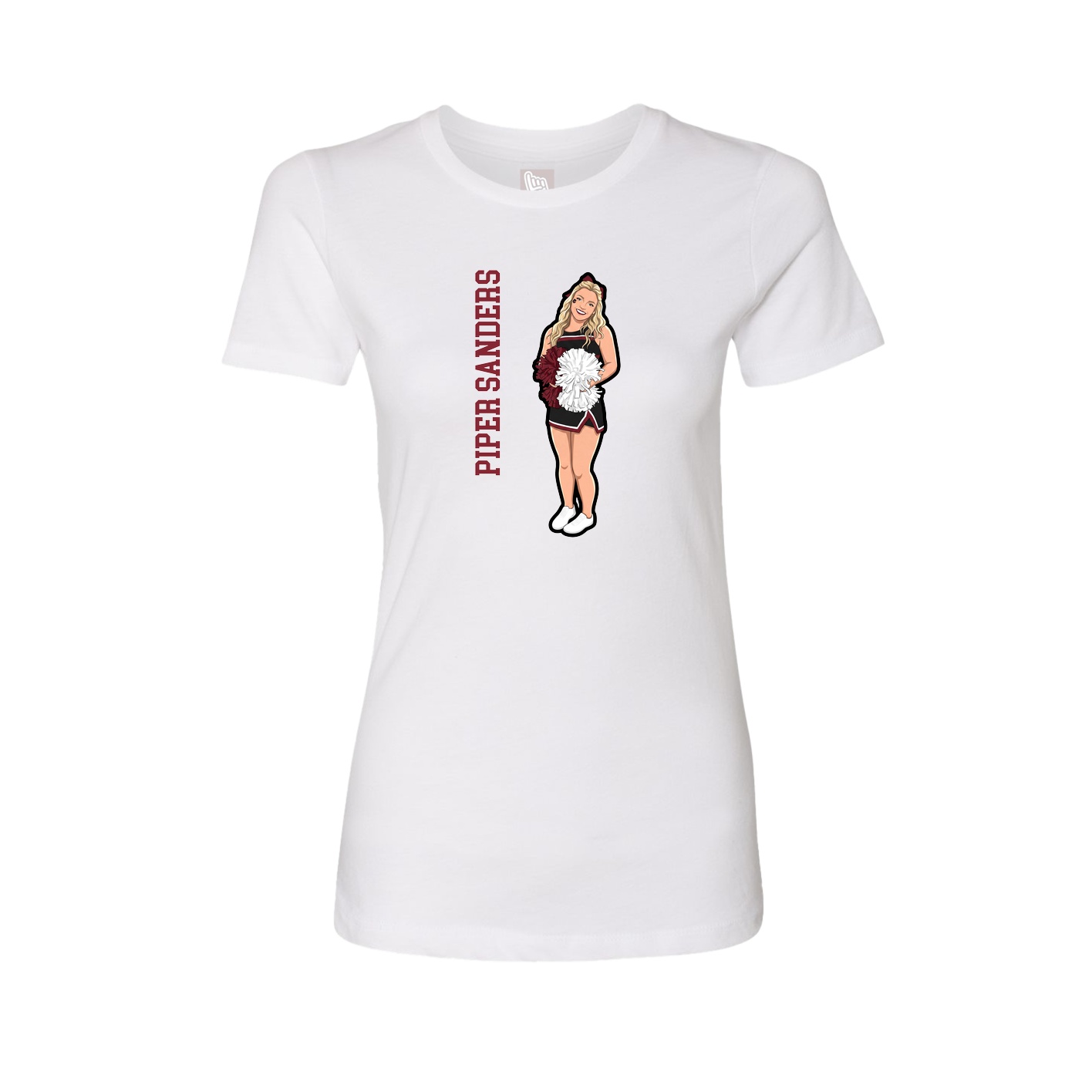 Fitted Women's Tee — Name Vertical in White