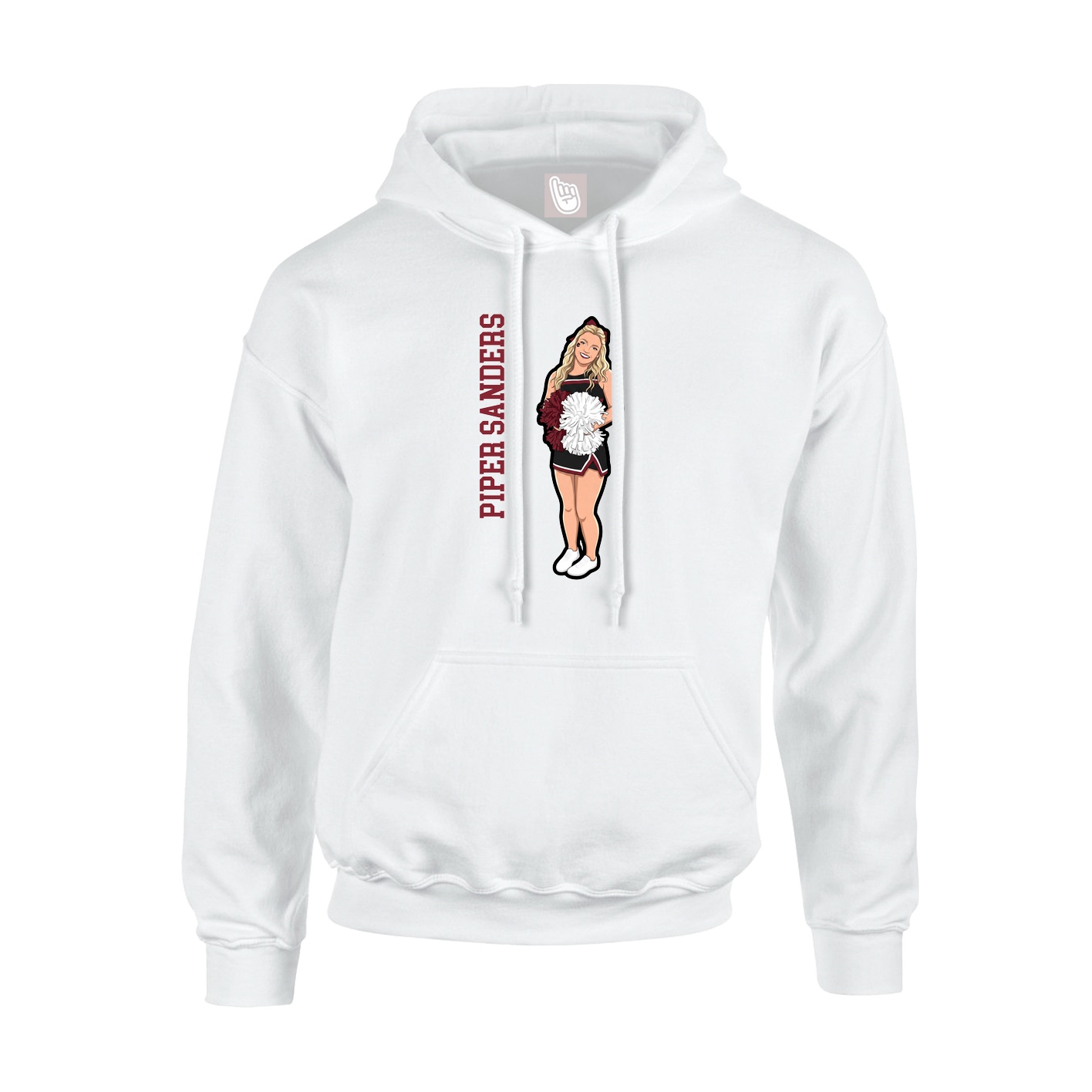 Hoodie — Name Vertical in White