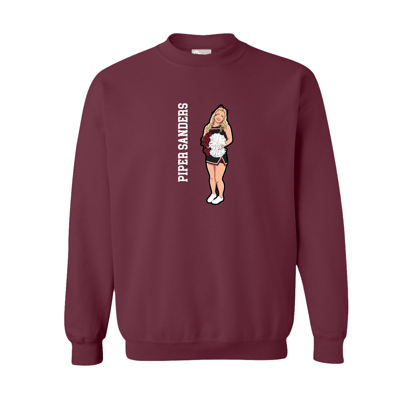 Fleece Crew — Name Vertical in Maroon