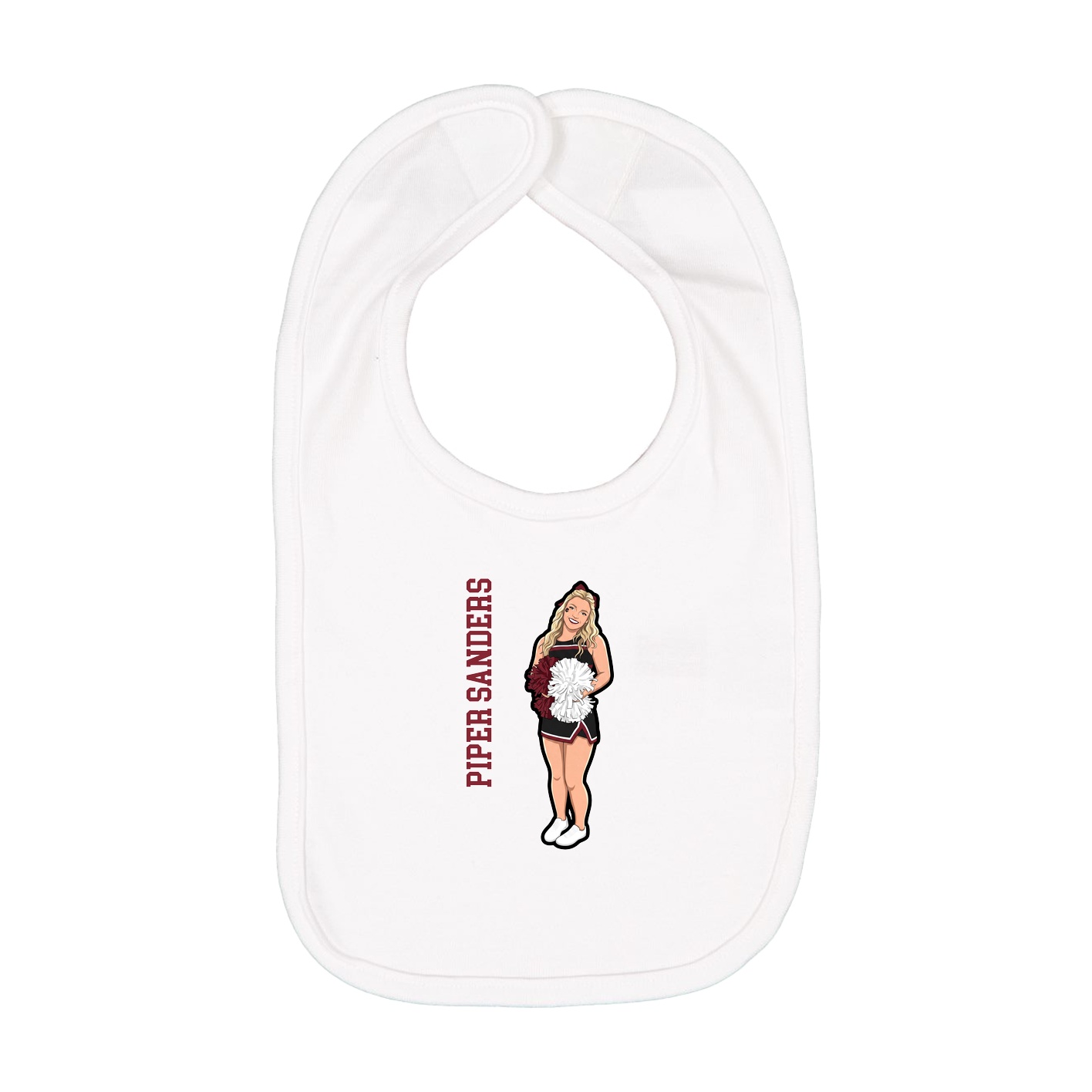 Infant Bib — Name Vertical in White