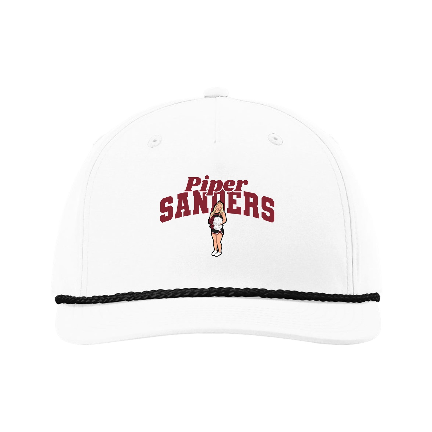 Five-Panel Classic Rope Cap — Signature Arch in White