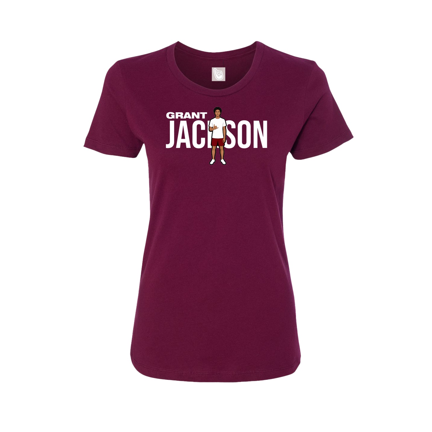 Fitted Women's Tee — Player Name in Maroon