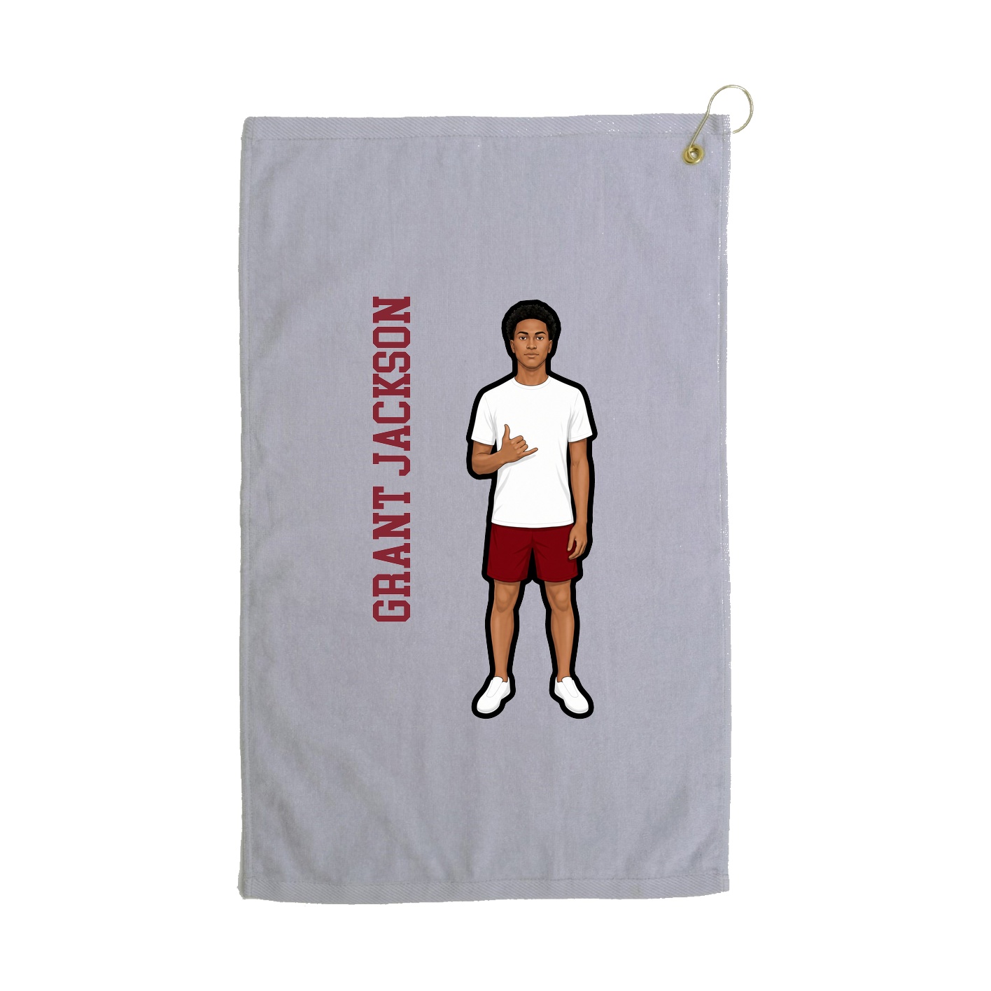 Golf Towel — Name Vertical in Grey