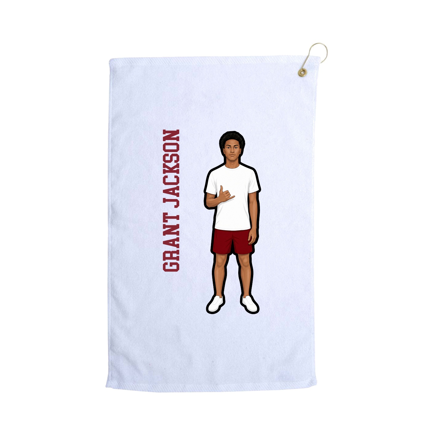 Golf Towel — Name Vertical in White