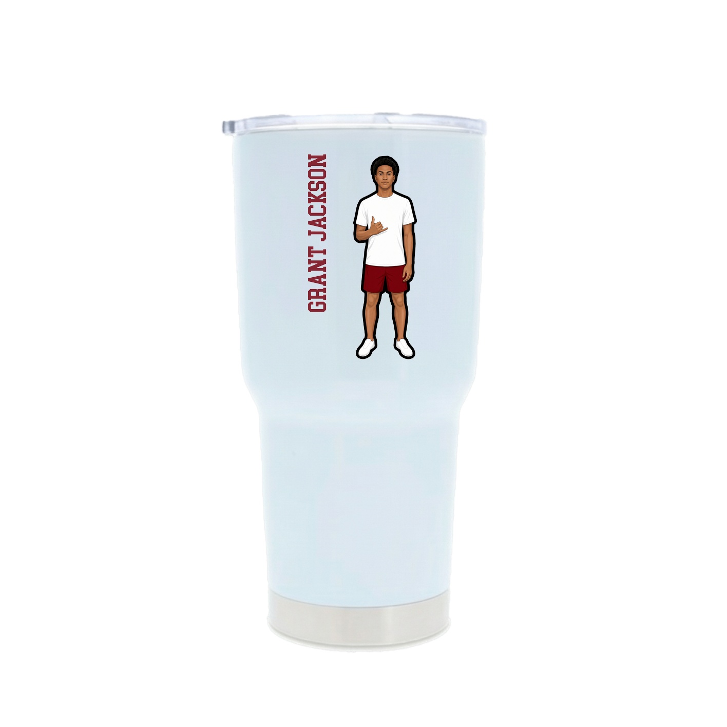30oz Stainless Steel Tumbler — Name Vertical in White