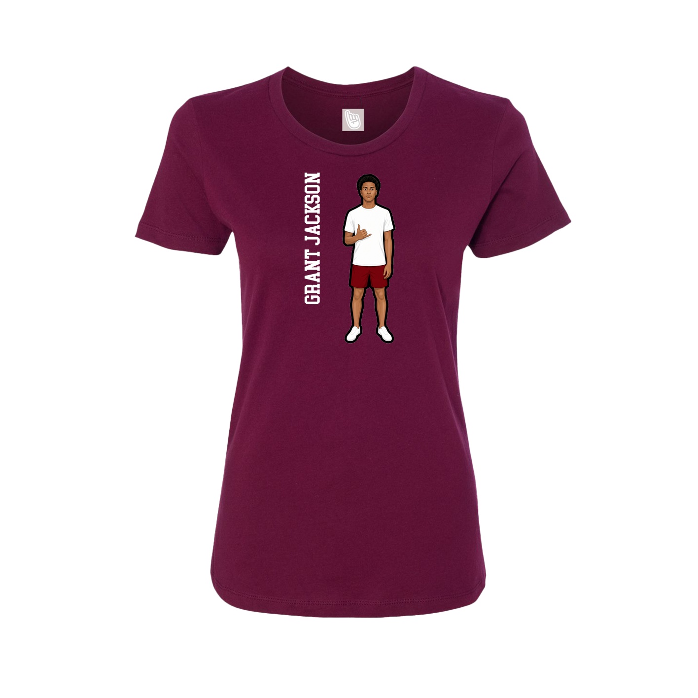 Fitted Women's Tee — Name Vertical in Maroon