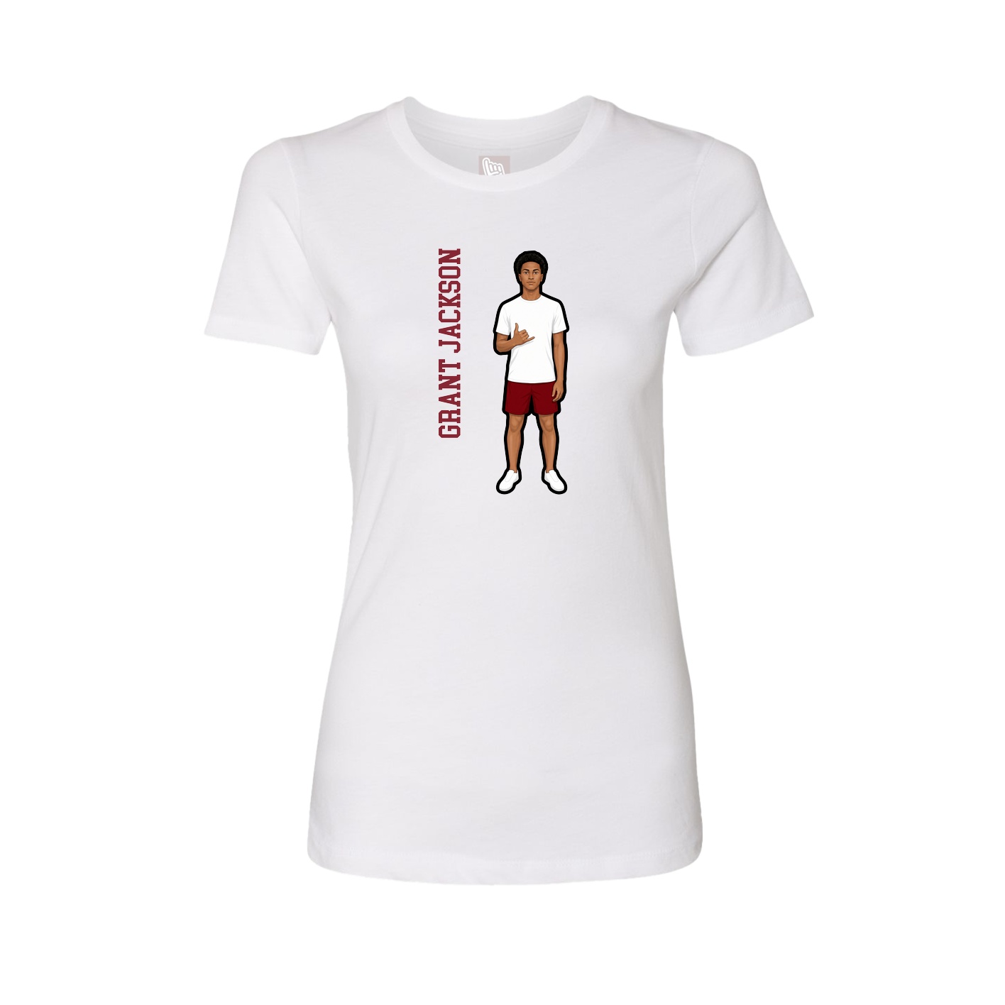 Fitted Women's Tee — Name Vertical in White