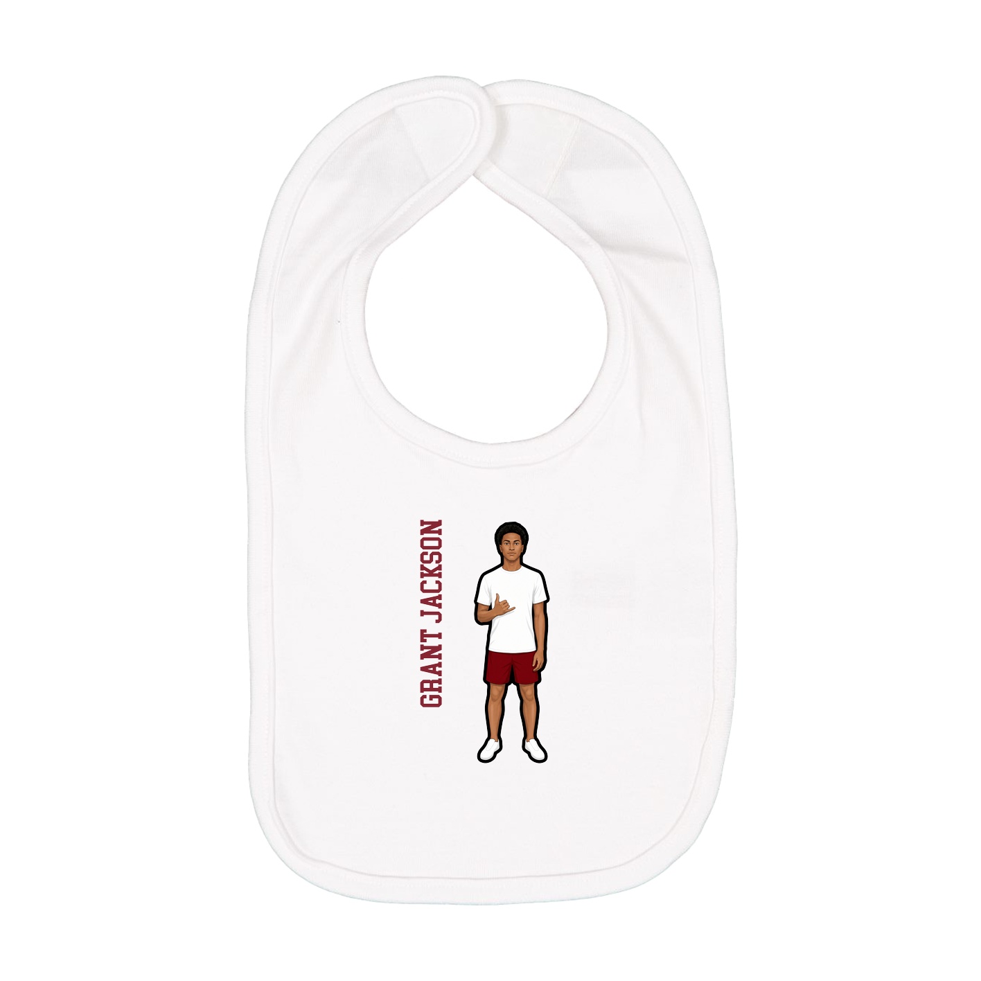 Infant Bib — Name Vertical in White
