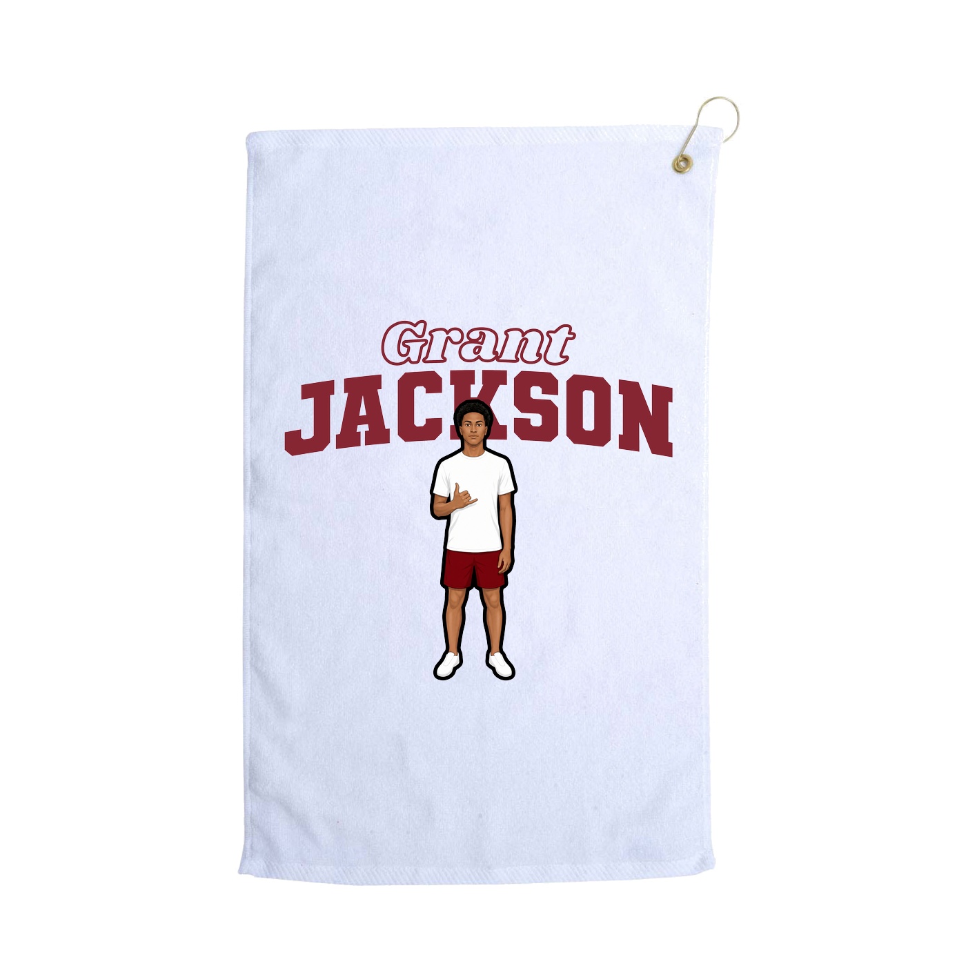 Golf Towel — Name Arch in White