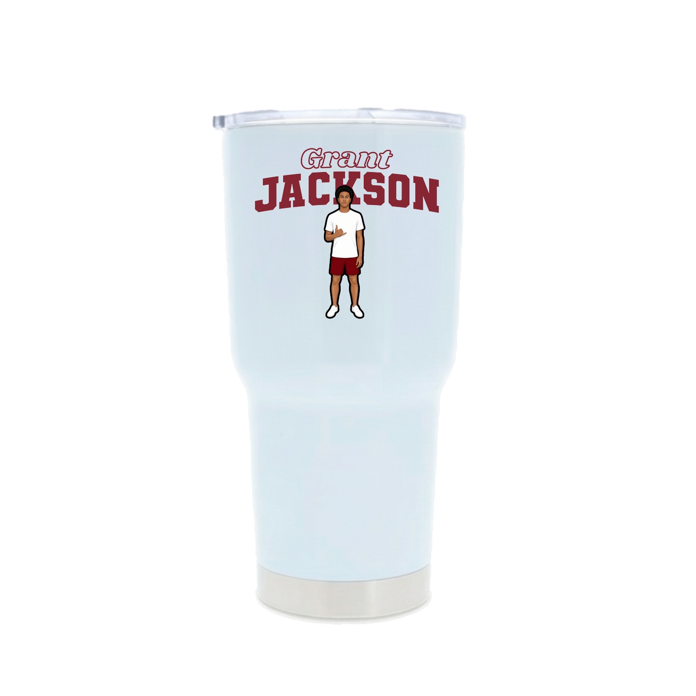 30oz Stainless Steel Tumbler — Name Arch in White