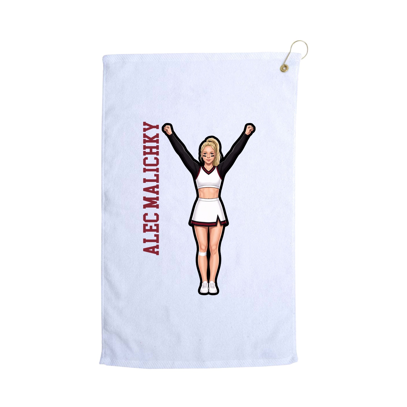 Golf Towel — Name Vertical in White