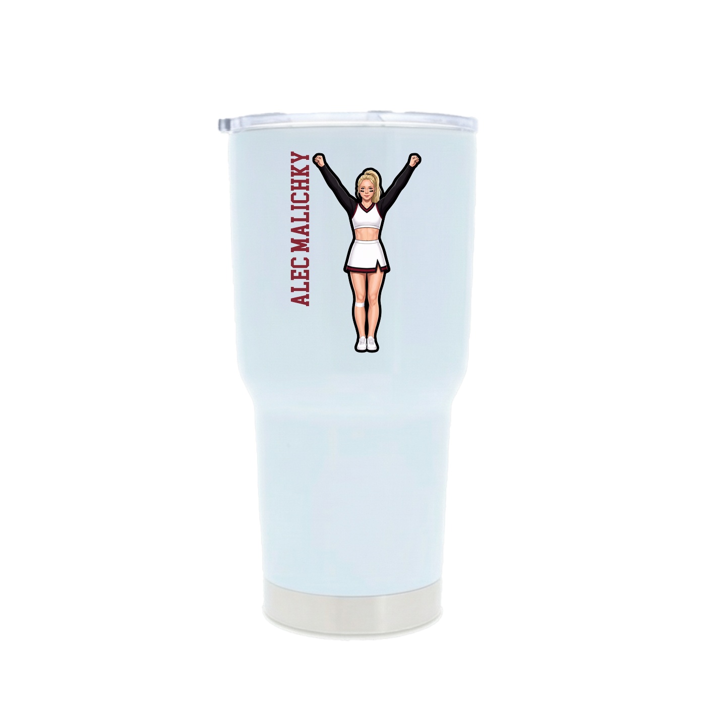 30oz Stainless Steel Tumbler — Name Vertical in White