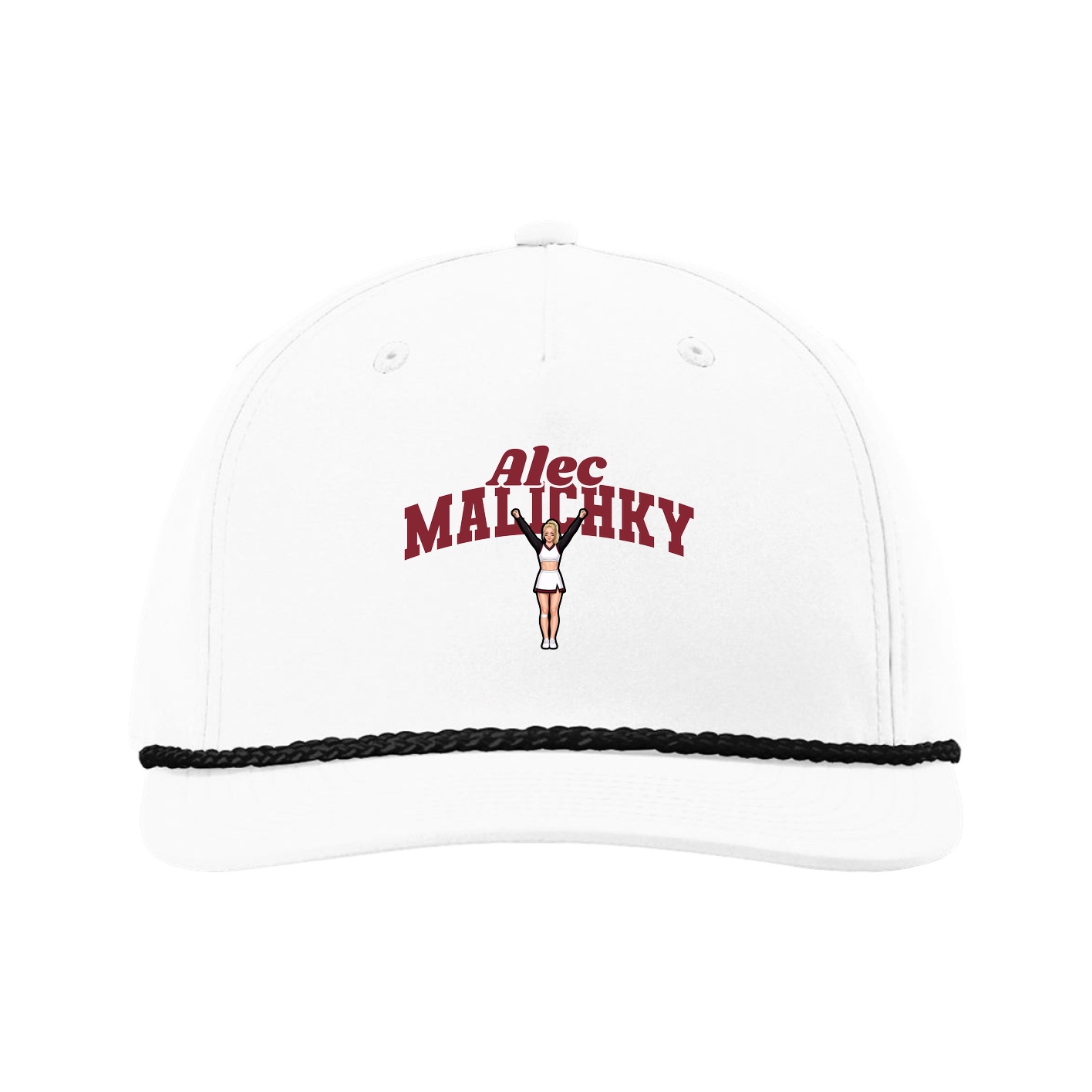 Five-Panel Classic Rope Cap — Signature Arch in White