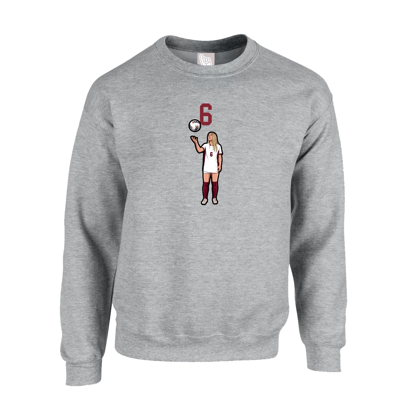 Fleece Crew — Number Top in Grey