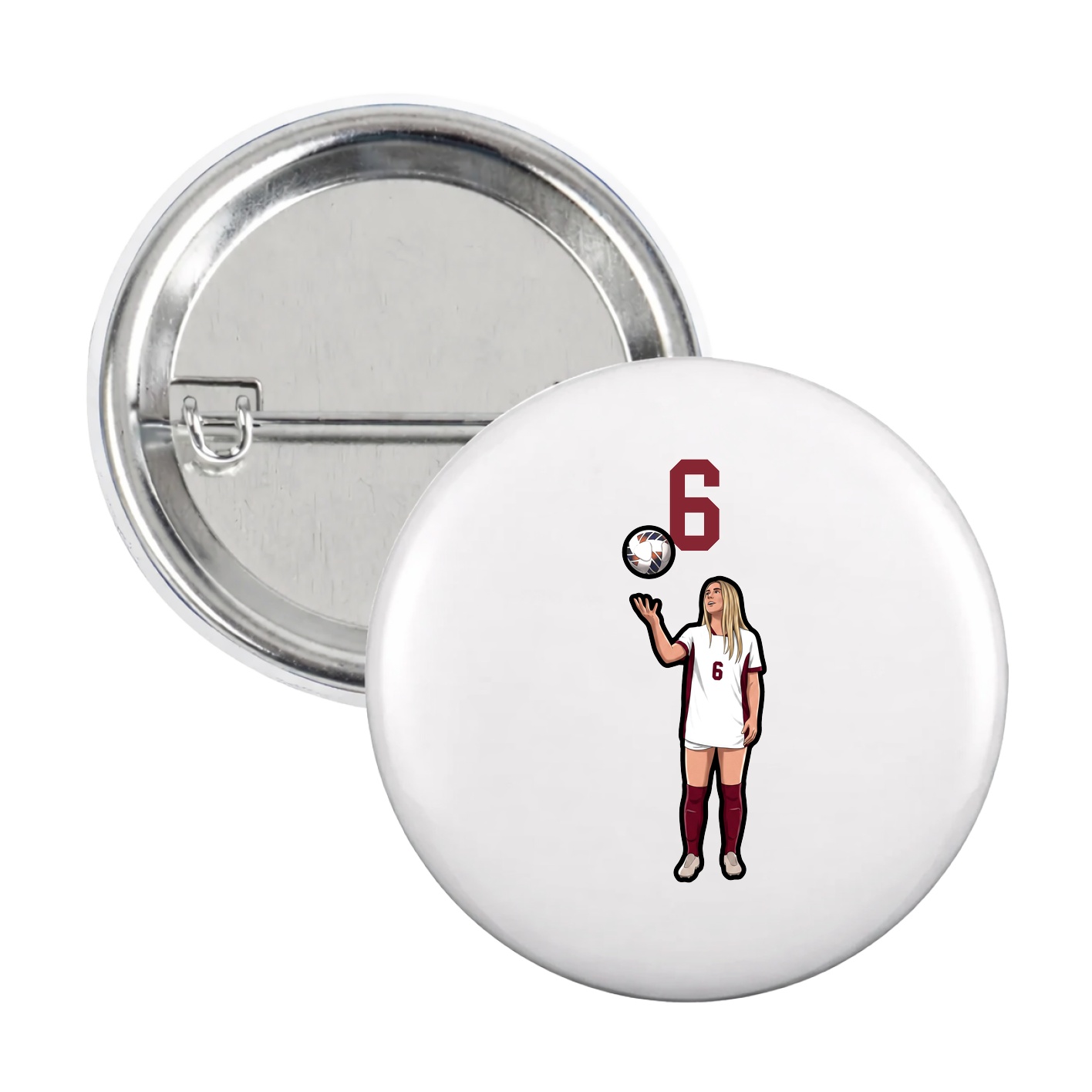 Game Day Button — Number Top in White