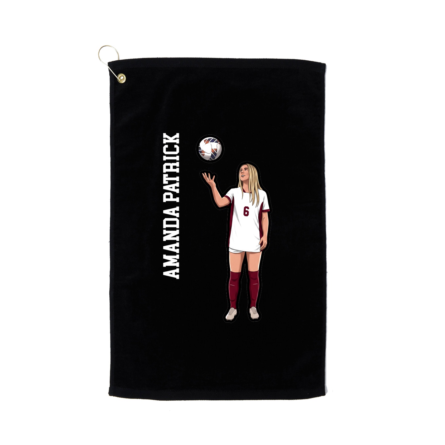Golf Towel — Name Vertical in Black
