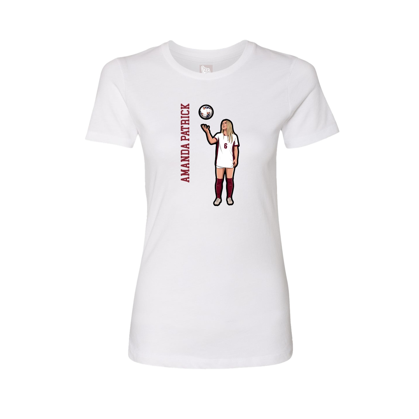 Fitted Women's Tee — Name Vertical in White