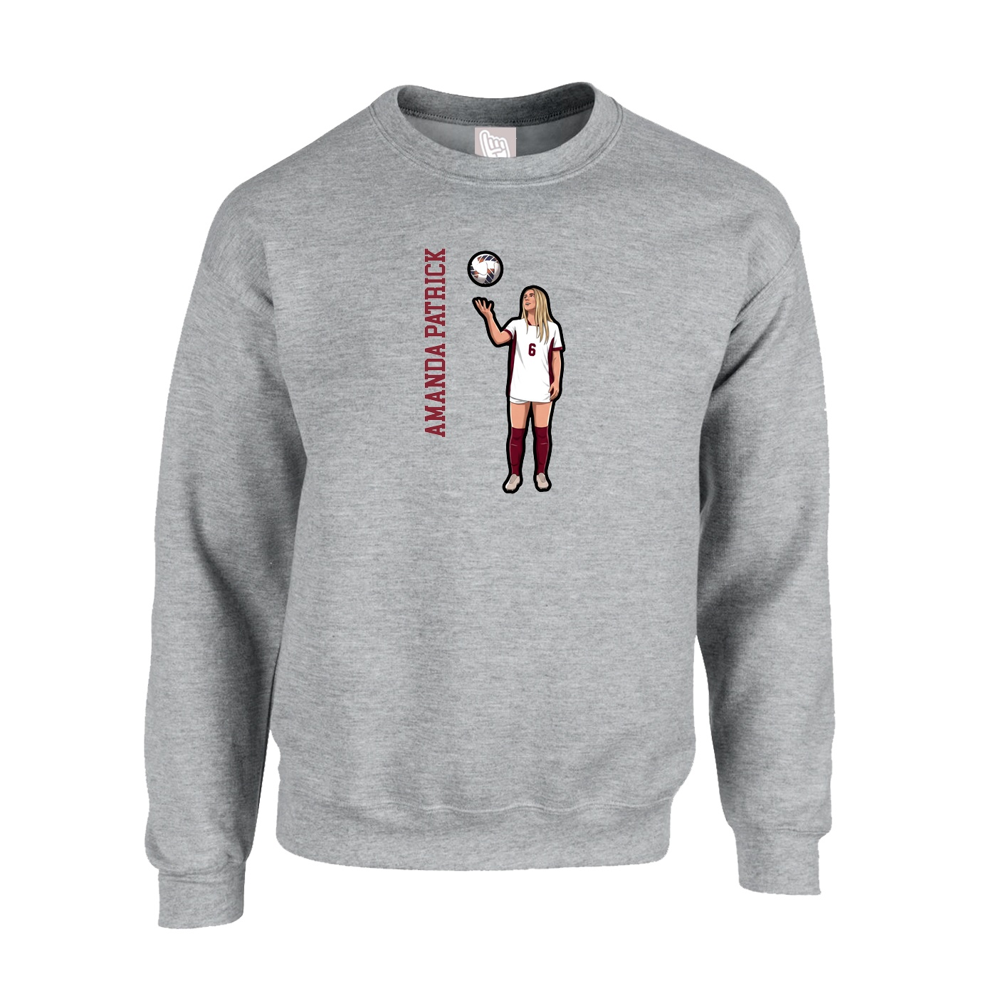 Fleece Crew — Name Vertical in Grey